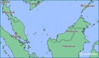 Город Кланг на карте Малайзии.