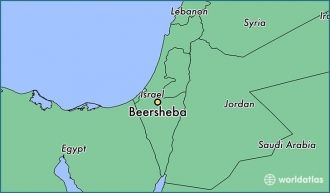 Город Беэр-Шева на карте Израиля.