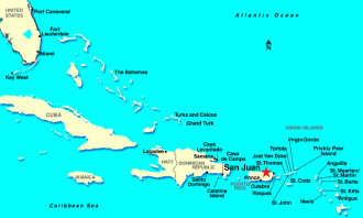 Сан-Хуан на карте Пуэрто Рико