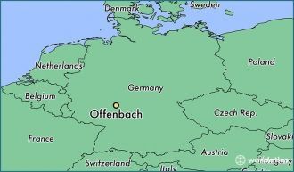 Оффенбах на карте Германии.