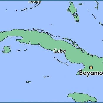 Город Баямо на карте Кубы.
