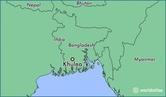 Кхулна на карте Бангладеша.