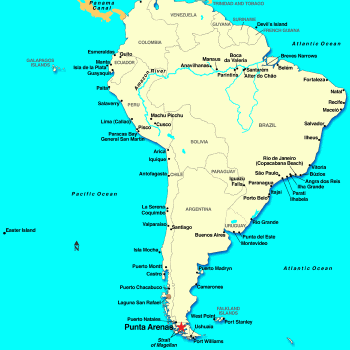 Город Пунта-Аренас на карте Южной А