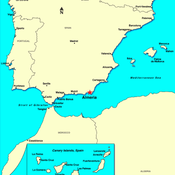 Альмерия на карте Испании.